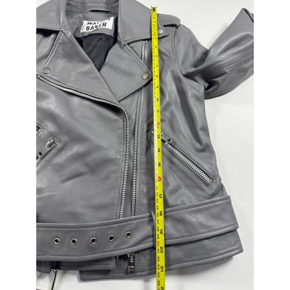 Walter Baker Gray Genuine Soft Leather Moto Biker Jacket Size Small Women NWOT - Picture 8 of 9